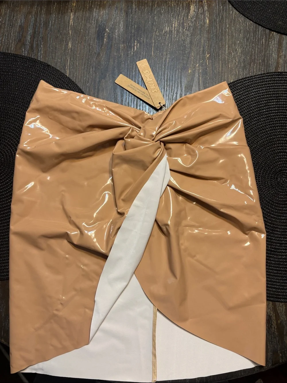 SKIMS ochre texture bikini sarong Mini Skirt small